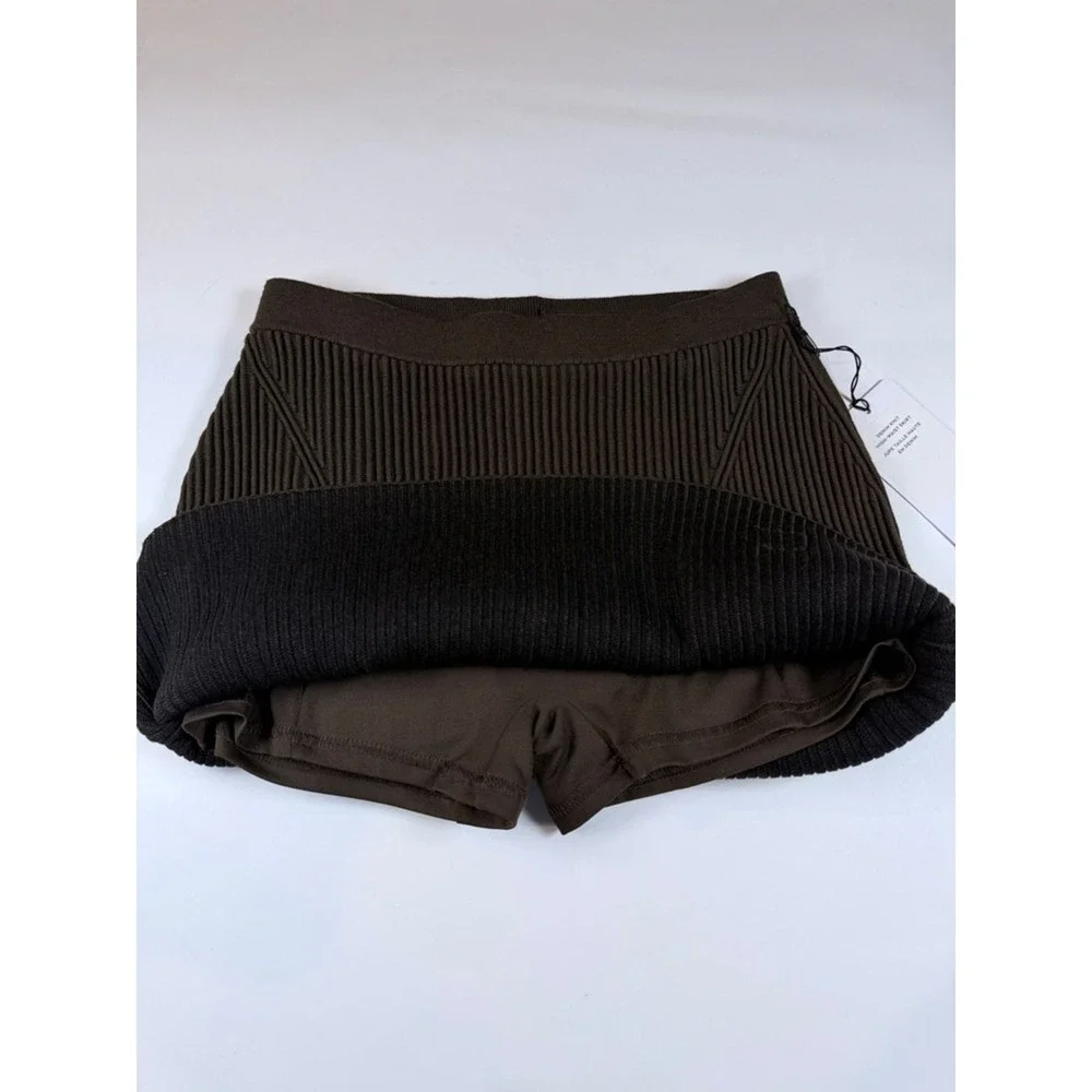 Alo Yoga Denim Knit High-Waist Skirt Women Small Espresso Ribbed Athletic